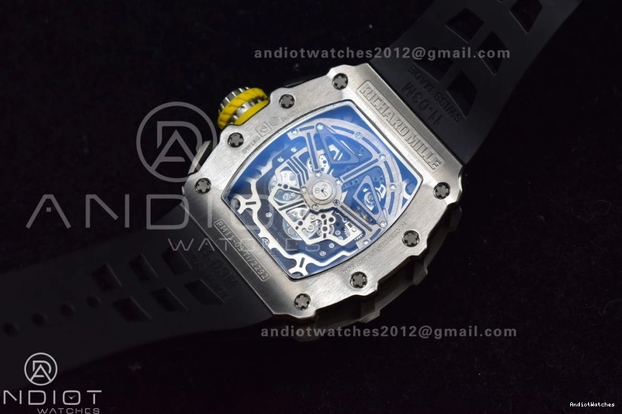 Strap V Chrono A7750 RM011 SS Sophisticated Rubber Crystal Edition Best Dial 1:1 KVF 1025 Black Black on 0915
